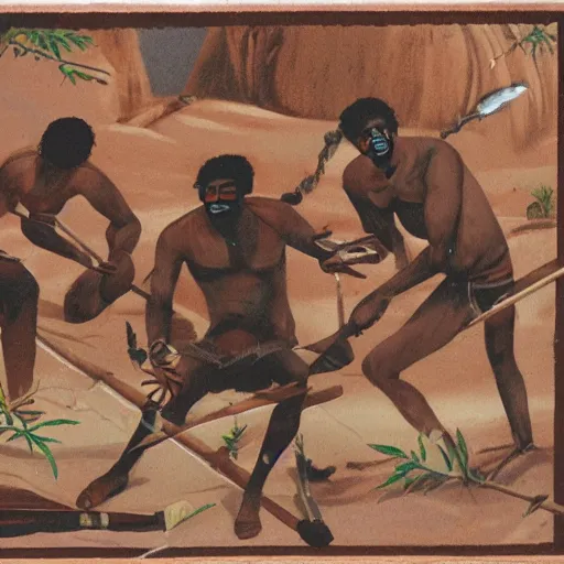 Prompt: ancien tribe savage hurt on the ground