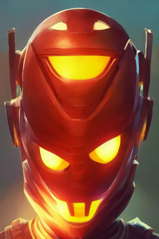 Image similar to epic mask helmet robot ninja portrait stylized as fornite style game design fanart by concept artist gervasio canda, behance hd by jesper ejsing, by rhads, makoto shinkai and lois van baarle, ilya kuvshinov, rossdraws global illumination radiating a glowing aura global illumination ray tracing hdr render in unreal engine 5