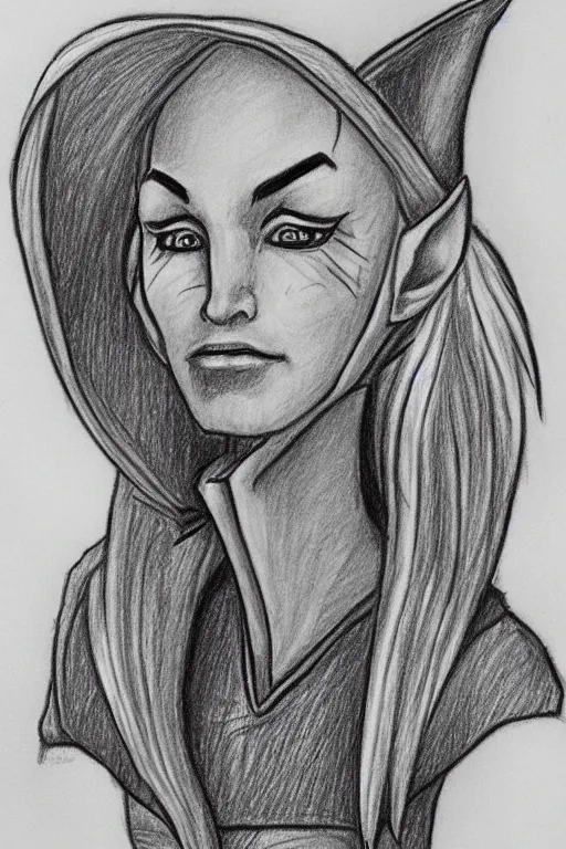 Prompt: portrait drawing of an elf , by Tony DiTerlizzi