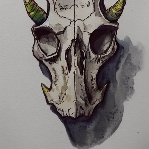 Image similar to triceratops skull, watercolor