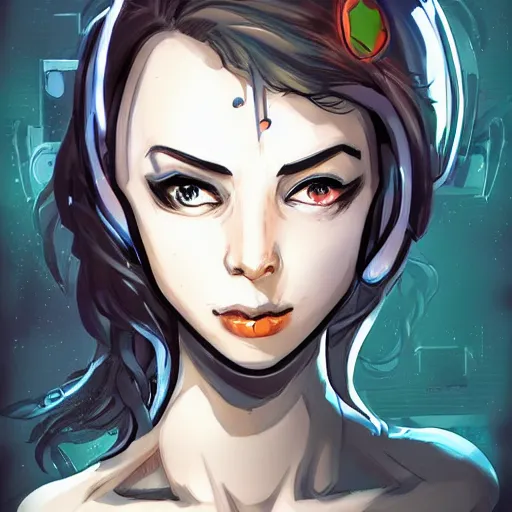 Image similar to cyborg girl comic style trending on art station