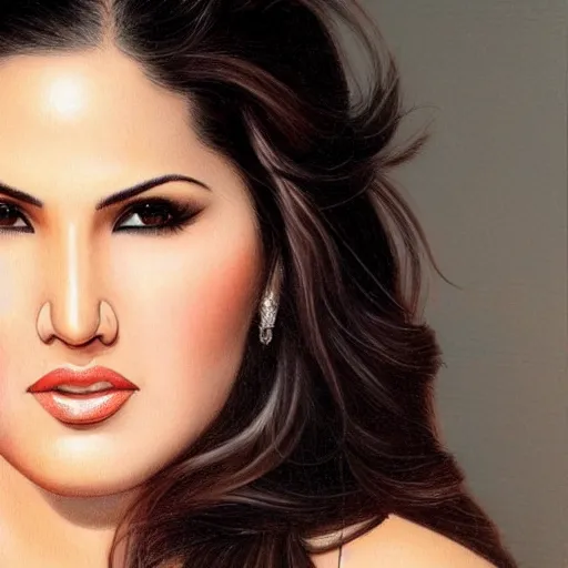 Image similar to Sunny Leone, realistic, portrait, detailed