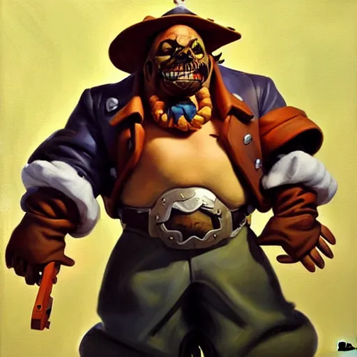 Image similar to Greg Manchess portrait painting of LeChuck as Overwatch character, medium shot, asymmetrical, profile picture, Organic Painting, sunny day, Matte Painting, bold shapes, hard edges, street art, trending on artstation, by Huang Guangjian and Gil Elvgren and Sachin Teng