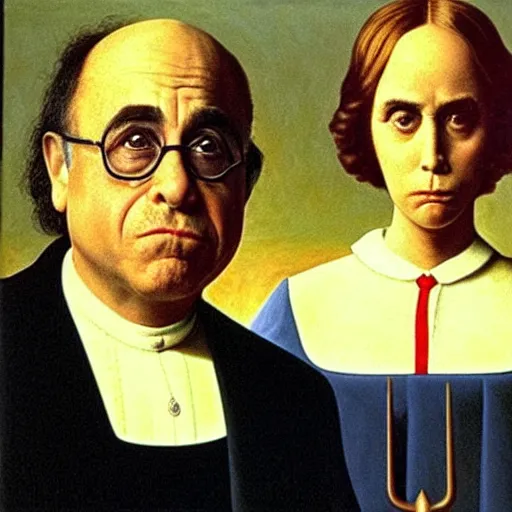 Image similar to “danny devito in american gothic”