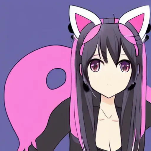 Prompt: girl with cat ears anime style