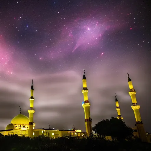 Image similar to mosque surrounded by nebula clouds