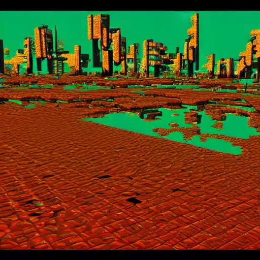 Prompt: glitch world from 9 0 s cgi videogame