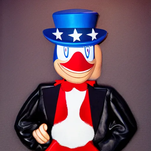 Prompt: Woody Woodpecker as Uncle Sam hyperrealistic studio lighting by Stephen Meisel