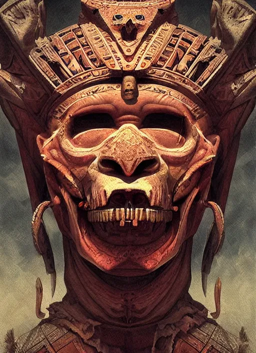 Prompt: digital _ painting _ of _ triangle head mayan god of death _ by _ filipe _ pagliuso _ and _ justin _ gerard _ symmetric _ fantasy _ highly _ detailed _ realistic _ intricate _ port
