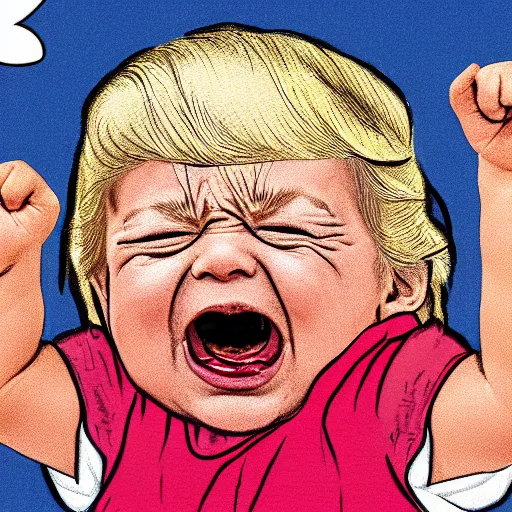 Image similar to illustration of baby donald trump screaming