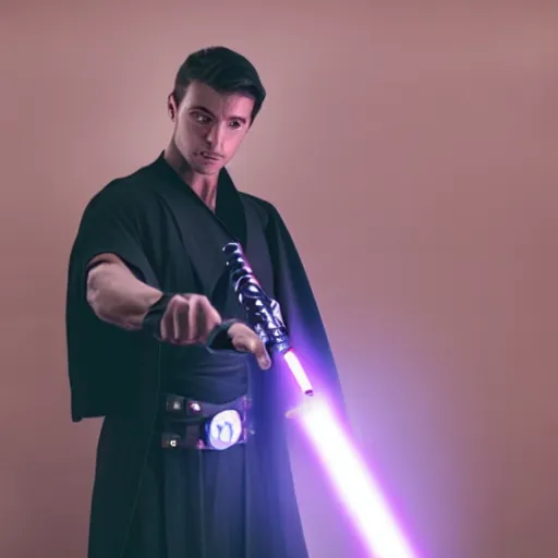 Image similar to jedi accidentally holding his lightsaber by the wrong end