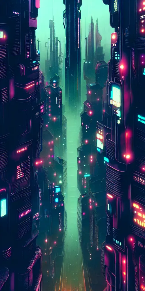 Image similar to epic cyberpunk cityscape : : blade runner, james guilleard, beeple, laurie greasley, dan mcpharlin : : ornate, dynamic, particulate, rich colors, intricate, elegant, highly detailed, centered, artstation, smooth, sharp focus, octane render, 3 d