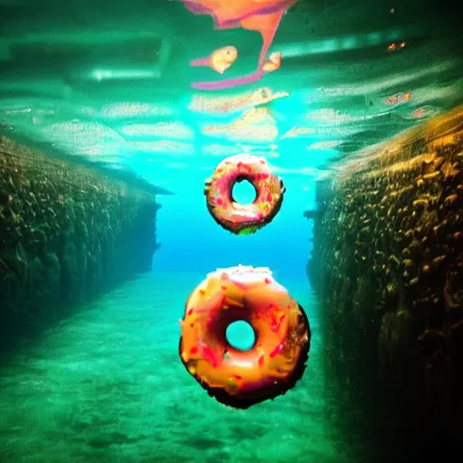 Image similar to donut under water sea , sunk deep water view , under water pictures