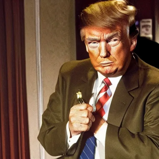 Prompt: donald trump as detective columbo. wide shot.