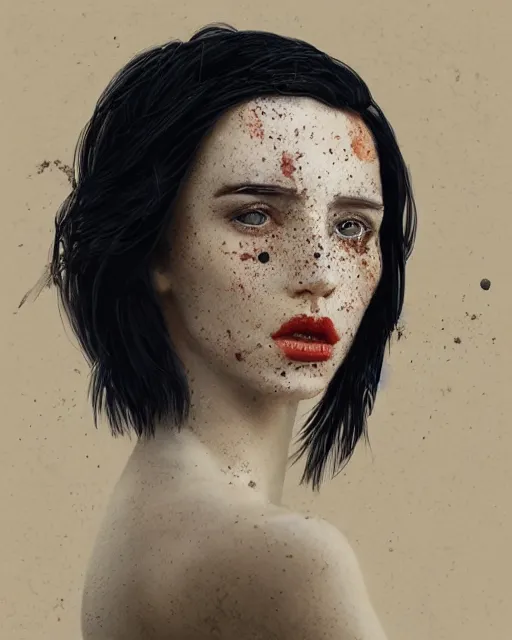 Prompt: olivia wearing a flag, half body portrait, 3 d animation, black hair, freckles, pale skin, photo by greg rutkowski, risque fashion, female beauty, intricate detail, elegance, sharp shapes, soft lighting, vibrant colors, masterpiece
