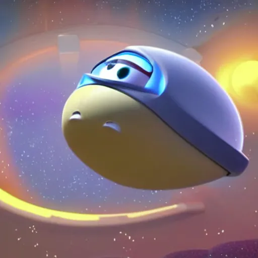 Image similar to an intergalactic spaceship that carries alieneggs, 3 d cartoon, still from the pixar movie