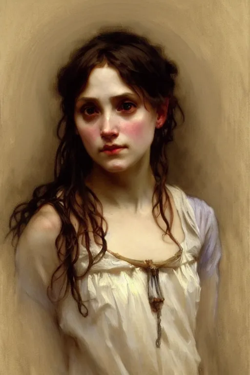 dark victorian poor girl, painting by daniel gerhartz