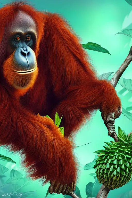 Prompt: an orangutan artichoke monster, highly detailed, digital art, sharp focus, trending on art station, plant, anime art style