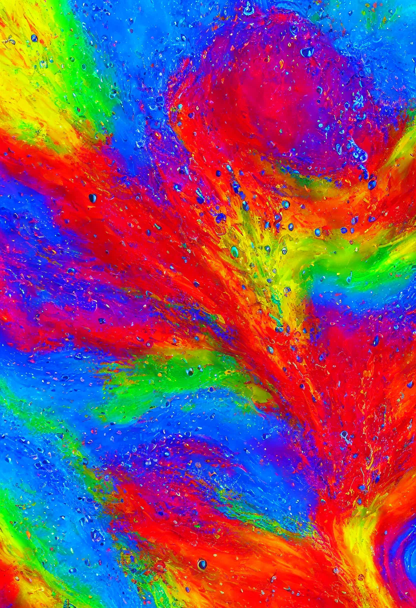 Image similar to highly detailed 3 d painting of a heart of splashing liquids and colorful thick paints suspended in air, 8 k rendering