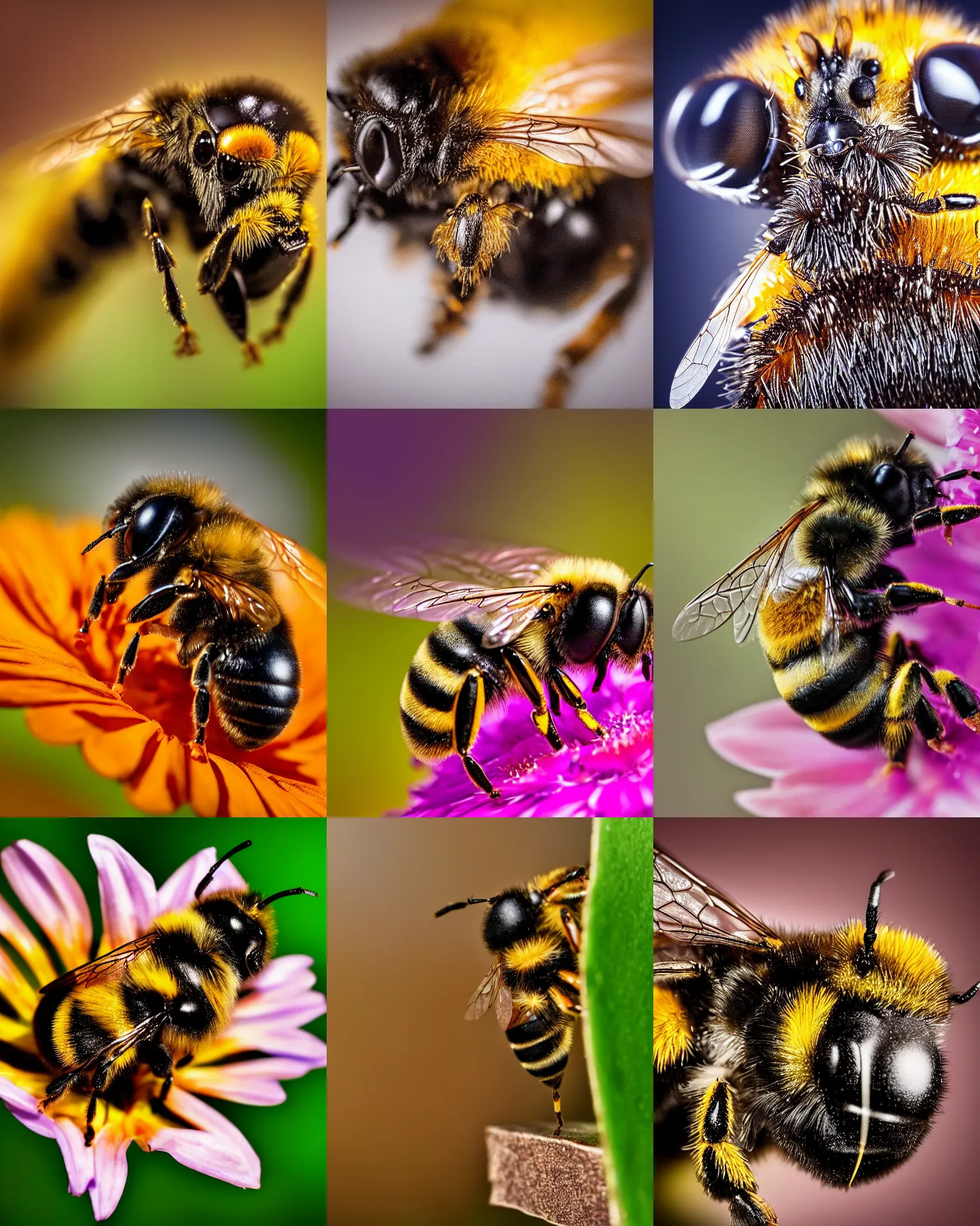 Prompt: award winning photography of an bee, hyper realistic, macro photography, 4k