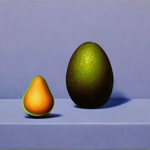 Prompt: painting of an avocado by rene magritte, hd, 4 k, detailed, award winning