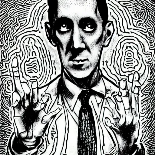 Prompt: howard philips lovecraft in the style of junji ito, junji ito, award winning