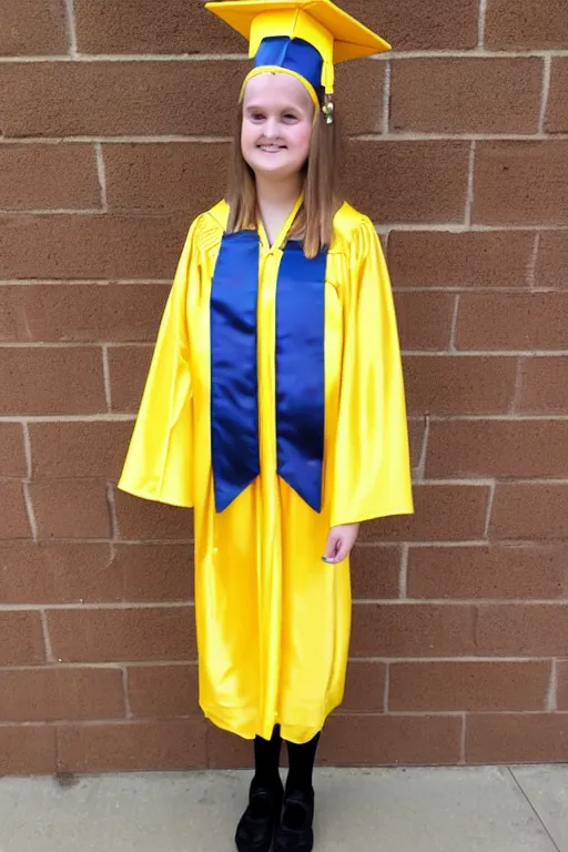 Image similar to 16-year-old Honey Boo Boo pose in a yellow cap & gown for senior year of high school