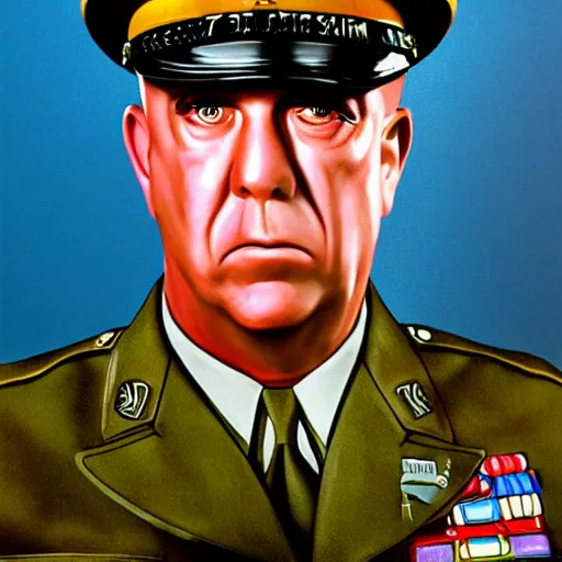 Image similar to the hyper - realistic portrait of sergeant hartman in las vegas parano