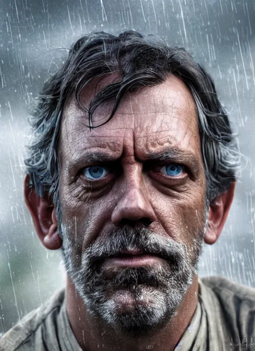 Image similar to doctor house as an indian in real life, face centered portrait of hugh laurie, confident, fog, rain, volumetric lighting, sharp focus, ultra detailed, cgsociety by leesha hannigan, ross tran, thierry doizon, kai carpenter, ignacio fernandez rios, noir art house,