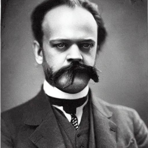 Prompt: headshot edwardian photograph of kelsey grammer wearing a schoolgirl outfit, 1 9 2 0 s, sinister, evil, realistic face, 1 9 1 0 s, grainy, victorian, soft blur