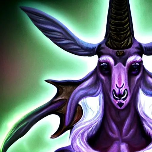 Image similar to Baphomet, streaming on Twitch, goatman streamer, e-boy Baphomet, live chat