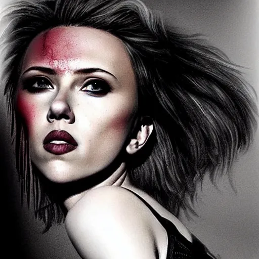 Prompt: “Scarlett Johansson portrait, dystopia core, goth, punk, apocalyptic, planets, space, hero, planets, powerful, epic, game”