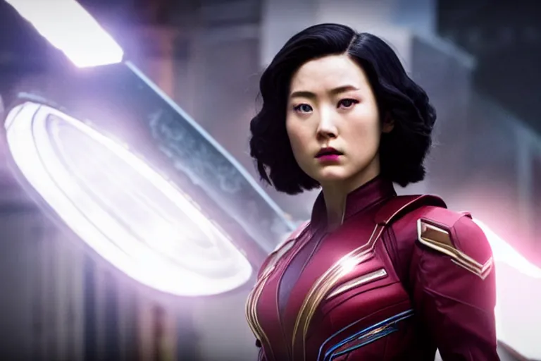Prompt: live action film still of asami in the new marvel movie, cinematic lighting