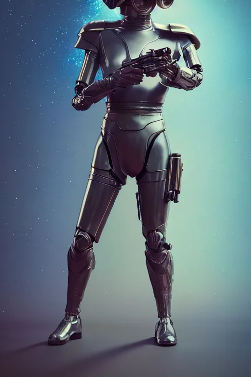 Image similar to beautiful photograph of a full body, vintage, sci - fi, action figure, with helmet and visor, holding a blaster by karol bak, james jean, tom bagshaw, rococo, sharp focus, trending on artstation, cinematic lighting, hyper realism, octane render, 8 k, hyper detailed, vivid, ultra detailed, highly detailed