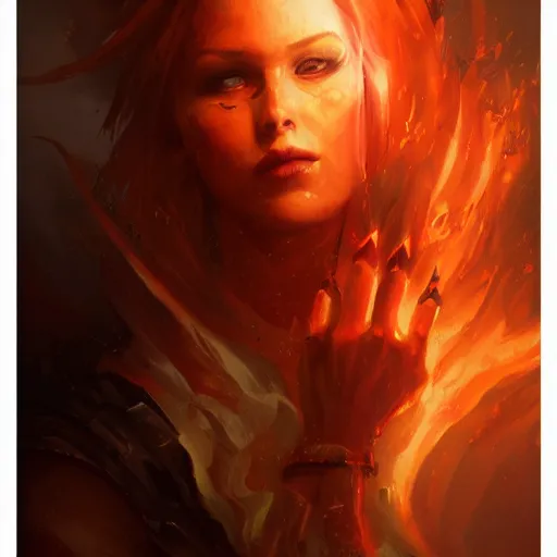 Image similar to A portrait of the Queen of fire, Magic the Gathering art, art by greg rutkowski, matte painting, trending on artstation, very detailed