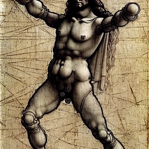 Prompt: leonardo da vinci in a weird jojo pose