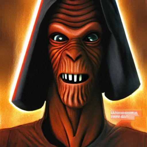 Image similar to jar jar binks as sith lord