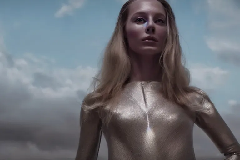 Prompt: VFX movie of a futuristic space woman model gorgeous portrait in future spaceship, beautiful natural skin natural lighting by Emmanuel Lubezki