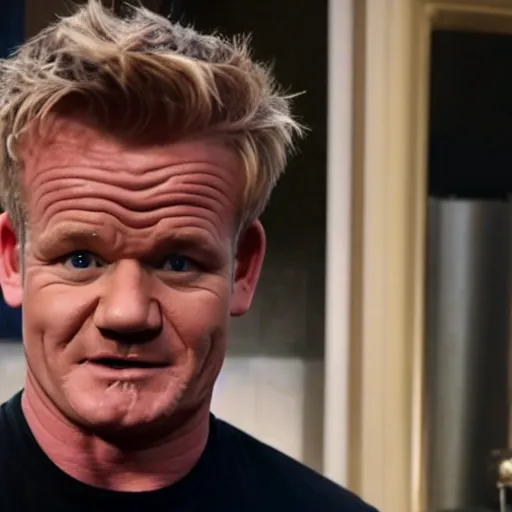 Image similar to gordon ramsey starring as home alone movie, movie still, 8 k