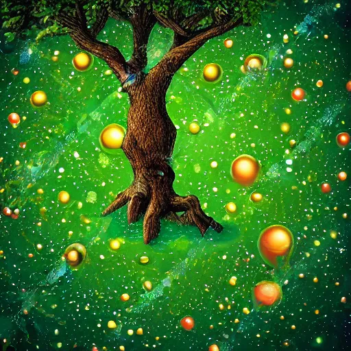 Prompt: surface of an alien planet with bubbly trees t