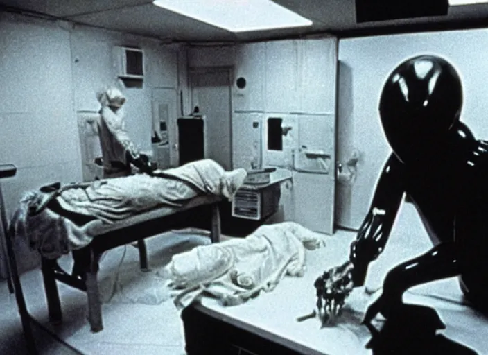 Image similar to disturbing 3 5 mm photography of a dissection of an alien in the operations room horror film practical fx by david cronenberg ridley scott 1 9 7 0