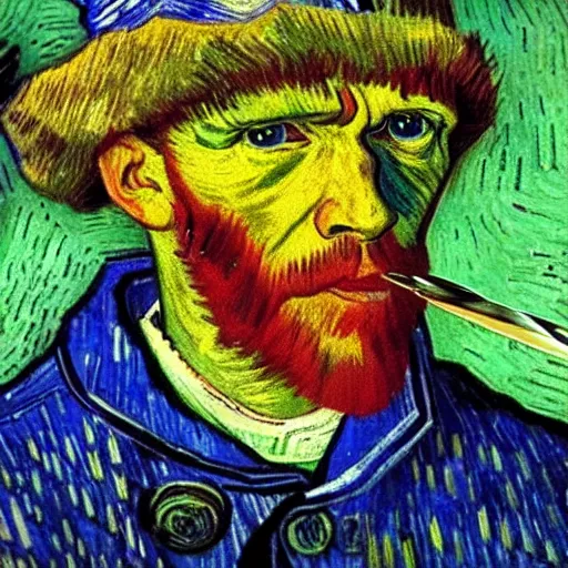 Image similar to caesar getting stabbed painted by vincent van gogh, 4 k, high resolution, still, landscape, hd, dslr, hyper realistic