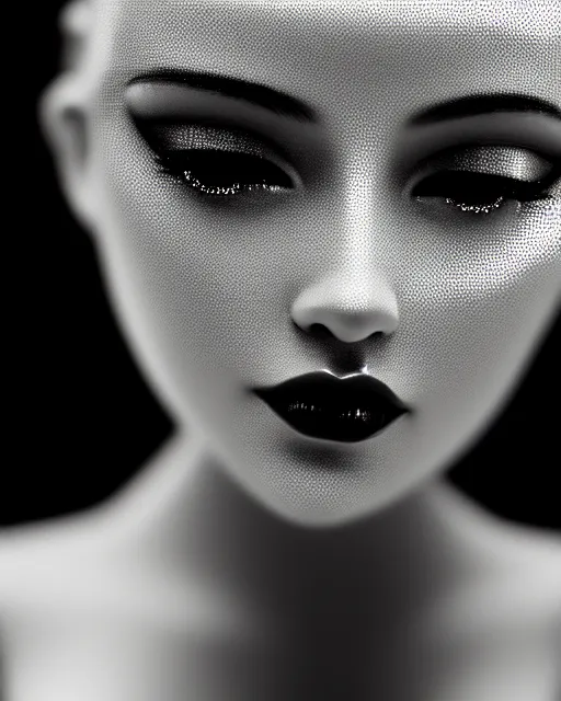 Image similar to black and white dreamy young beautiful female artificial intelligence, metropolis, cinematic, rim light, bokeh, photo - realistic, elegant, high detail, 8 k, masterpiece, photo taken in 1 9 3 0