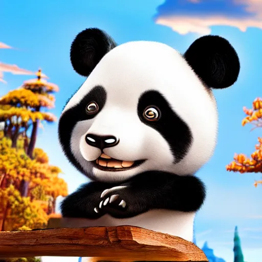 Image similar to a cartoon panda, Disney, digital art, highly detailed, award winning, concept art, intricate, sharp focus, masterpiece, Trending on Artstation HQ, unreal engine 5, 4K UHD image