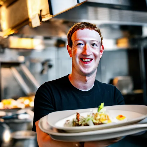 Image similar to Mark Zuckerberg as a restaurant chef EOS-1D, f/1.4, ISO 200, 1/160s, 8K, RAW, unedited, symmetrical balance, in-frame, Photoshop, Nvidia, Topaz AI