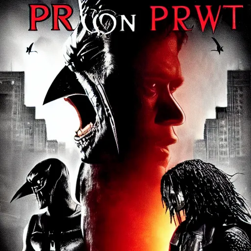 Image similar to movie poster of the crow vs the predator