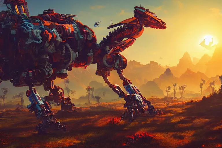 Image similar to sunwing machine mecanical creature robot of horizon forbidden west horizon zero dawn radiating a glowing aura global illumination ray tracing hdr fanart arstation by ian pesty and alena aenami artworks in 4 k