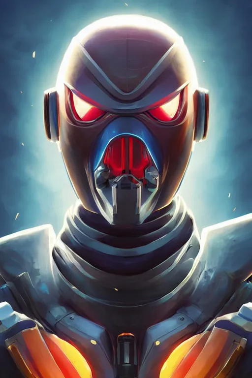 Image similar to epic mask helmet robot ninja portrait stylized as fornite style game design fanart by concept artist gervasio canda, behance hd by jesper ejsing, by rhads, makoto shinkai and lois van baarle, ilya kuvshinov, rossdraws global illumination radiating a glowing aura global illumination ray tracing hdr render in unreal engine 5