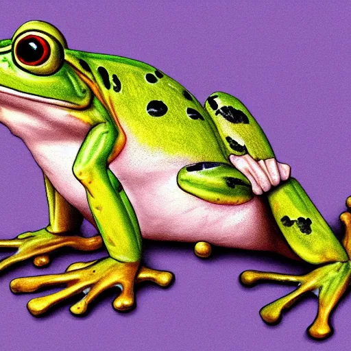 Image similar to A frog with fur, semi realistic, trending on art station