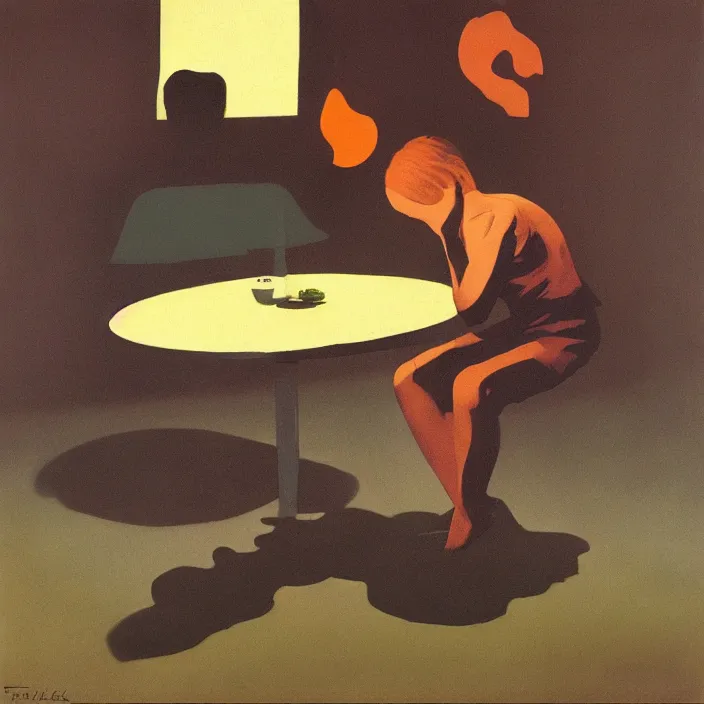 Image similar to child of the flat rocks under the table. painting by karel thole, frank sedlacek